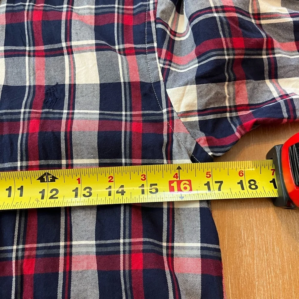 Ralph Lauren Boys Plaid Button Down Shirt - Navy/Red/White - Size M (10-12)